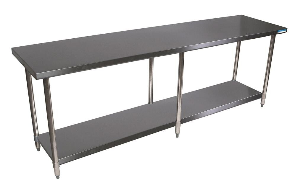 BK Resources SVT-8424 18 Gauge Stainless Steel Work Table with Undershelf 84" W x 24" D