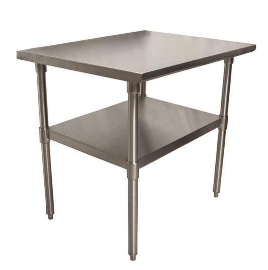 BK Resources SVT-3024 18 Gauge Stainless Steel Work Table with Undershelf 30" W x 24" D