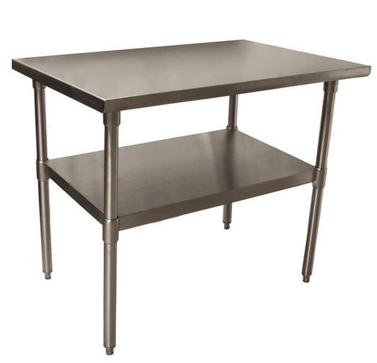 BK Resources SVT-4830 18 Gauge Stainless Steel Work Table with Undershelf 48" W x 30" D