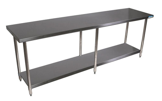 BK Resources SVT-8424 18 Gauge Stainless Steel Work Table with Undershelf 84" W x 24" D