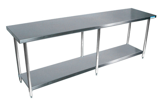 BK Resources SVT-9630 18 Gauge Stainless Steel Work Table with Undershelf 96" W x 30" D