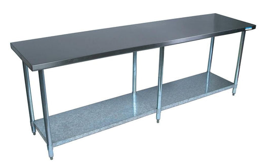 BK Resources VTT-9624 18 Stainless Steel Gauge Work Table with Galvanized Undershelf 96" W x 24" D